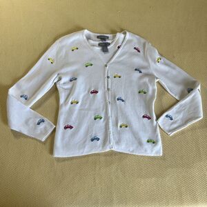 Eagle's Eye VINTAGE White Cotton w/Neon Beetle Cars Sweater & Tank Set Size S